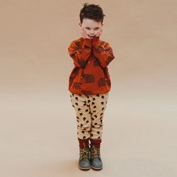 Sweatpants barn – Sandfärgade med ekollon | Våfflad bomull -98-140cl