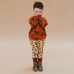 Sweatpants barn – Sandfärgade med ekollon | Våfflad bomull -98-140cl