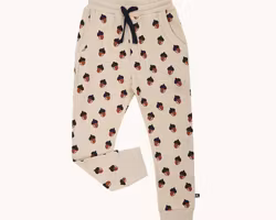 Sweatpants barn – Sandfärgade med ekollon | Våfflad bomull -98-140cl