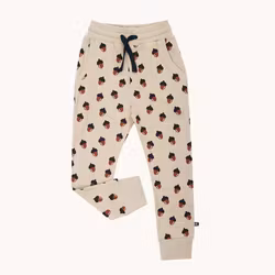 Sweatpants barn – Sandfärgade med ekollon | Våfflad bomull -98-140cl
