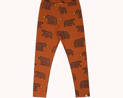 Leggings baby/barn – Rostbrun med grizzlybjörnar | Ekologisk bomull 50-92cl