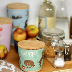 Förvaringsburk bambu med trälock small - Hund