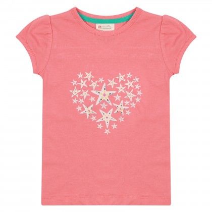 Rosa Kortärmad Barn-T-shirt – Sjöstjärneeffekt i Ekologisk Bomull