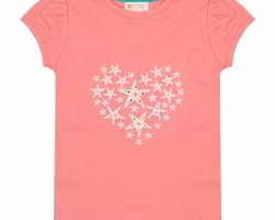 Rosa Kortärmad Barn-T-shirt i Ekologisk Bomull Sjöstjärna 2år-5år