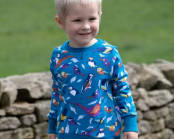 Sweatshirt tröja för barn mönstrad med fåglar - 4-9år ekolologisk bomull Piccalilly