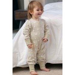 Babypyjamas - bomullssvans med kaninmönster  0-24mån
