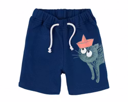 Shorts kortbyxor baby marinblå- GOTS bomull 12-18mån