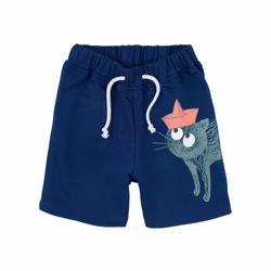 Shorts kortbyxor baby marinblå- GOTS bomull 12-18mån