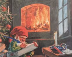 Julkort enkla stora, sittande tomte - 20st