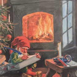 Julkort enkla stora, sittande tomte - 20st