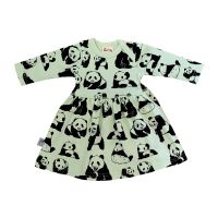 Babyklänning grön Panda - 3-12mån eko bomull Fauna kids
