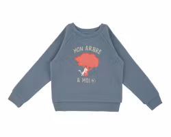 Sweatshirt tröja barn blå - Krama träd - 24mån, 3år ekologisk bomull