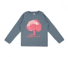 Långärmad T-shirt tröja för barn  kastanjeträd & vit katt - 24mån-6år ekologiska barnkläder