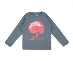Långärmad T-shirt tröja för barn  kastanjeträd & vit katt - 24mån-6år ekologiska barnkläder