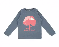 Långärmad T-shirt tröja för barn  kastanjeträd & vit katt - 24mån-6år ekologiska barnkläder