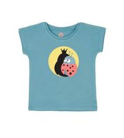 T-shirt tröja för barn kortärmad blå - Queen ladybug 86-102cl ekologiska barnkläder