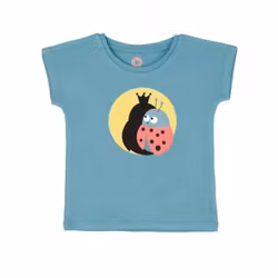T-shirt tröja för barn kortärmad blå - Queen ladybug 86-102cl ekologiska barnkläder