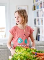 Kortärmad t-shirt tröja för barn - rosa - Körsbär 86-108cl ekologiska barnkläder