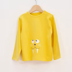 Långärmad barn t-shirt tröja gul - Valross 24mån/86cl ekologiska barnkläder