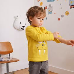 Långärmad barn t-shirt tröja gul - Valross 24mån/86cl ekologiska barnkläder