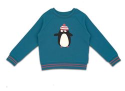 Långärmad tröja barn sweatshirt med  pingvin - 3år/94cl ekologiska barnkläder