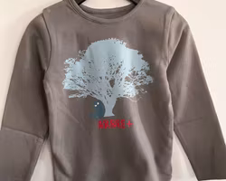 Långärmad t-shirt tröja barn grå ekträd - Ljusblå 3-5år ekologiska barnkläder