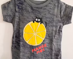 T-shirt tröja barn kortärmad blå dye - Lemon 24mån ekologiska barnkläder