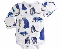Omlottbody baby långärmad- Leopard -nyfödd-12mån