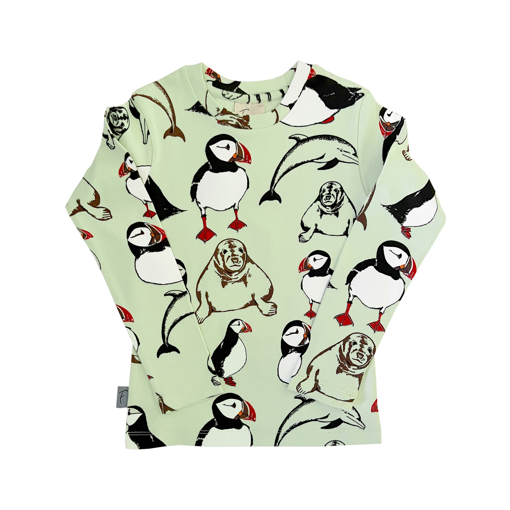 Långärmad tröja t-shirt barn - Lunnefågel - 1-8år miljövänliga barnkläder