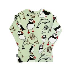Långärmad tröja t-shirt barn - Lunnefågel - 1-8år miljövänliga barnkläder