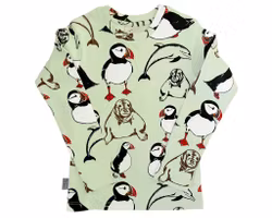 Långärmad tröja t-shirt barn - Lunnefågel - 1-8år miljövänliga barnkläder
