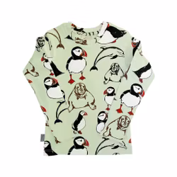 Långärmad tröja t-shirt barn - Lunnefågel - 1-8år miljövänliga barnkläder