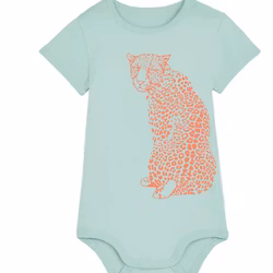 Body baby kortärmad handgjord unik - Leopard nyfödd-24mån