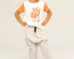 Kortärmad t-shirt tröja Ekorre från The QT (2–8 år) eko bomull barn