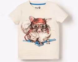 Kortärmad t-shirt tröja Flygpungekorre från The QT (2–8 år) ekologiska barnkläder