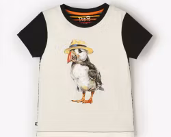 Kortärmad t-shirt tröja barn - Lunnefågel – Ekologisk & Unisex | The QT 2–8 år