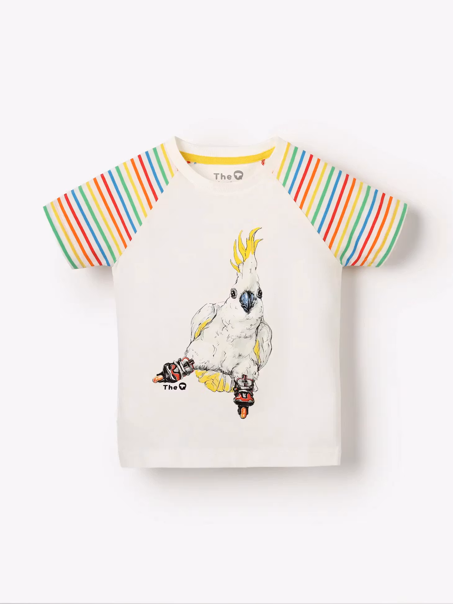 T-shirt tröja barn kortärmad skateande Kakaduva - 2-8år ekologisk bomull