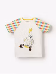 T-shirt tröja barn kortärmad skateande Kakaduva - 2-8år ekologisk bomull