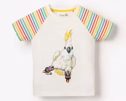 T-shirt tröja barn kortärmad skateande Kakaduva - 2-8år ekologisk bomull
