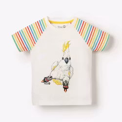 T-shirt tröja barn kortärmad skateande Kakaduva - 2-8år ekologisk bomull