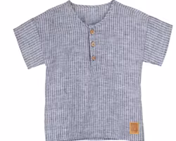 Tunika linne tröja kortärmad barn grå randig -86-116cl