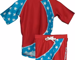 Zunblock UV-set baby/barn - Rocky Stars Röd 74/80cl
