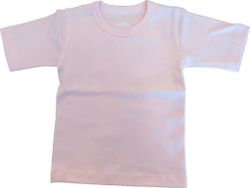 Basic t-shirt tröja för barn - kortärmad ljusrosa 70/80, 100/110cl