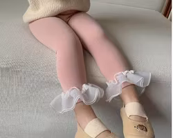 Leggings byxor för baby barn - Belle med volang - Rosa 12mån-6år