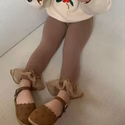 Barn Leggings Byxor Belle med volang - Brun 12mån-6år