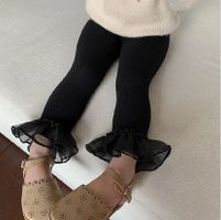 Leggings byxor barn - Belle med volang - Svart 12mån-6år