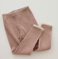 Baby Leggings byxor ribbad bomull - Rosa 3-24mån