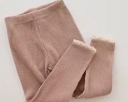 Baby Leggings byxor ribbad bomull - Rosa 3-24mån