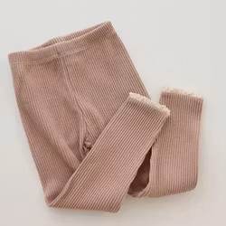 Baby Leggings byxor ribbad bomull - Rosa 3-24mån