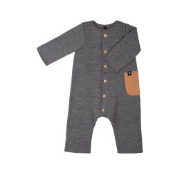 Jumpsuit i 100% merinoull för baby och småbarn Mörkgrå -62-92cl